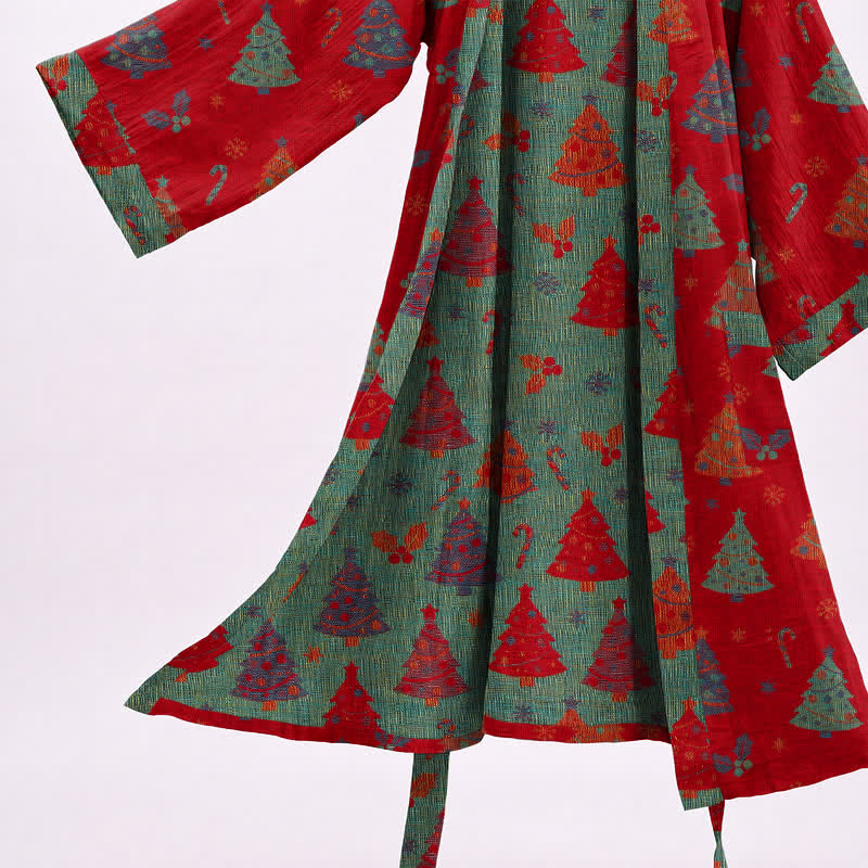 Christmas Tree Cotton Gauze Kimono Robe - image 4