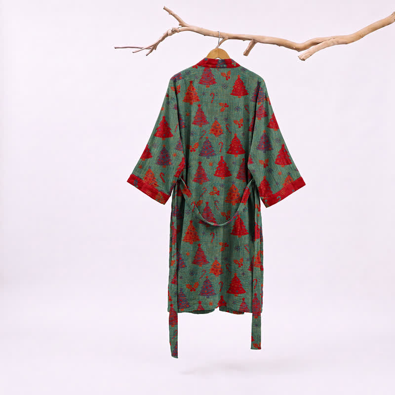 Christmas Tree Cotton Gauze Kimono Robe - image 7
