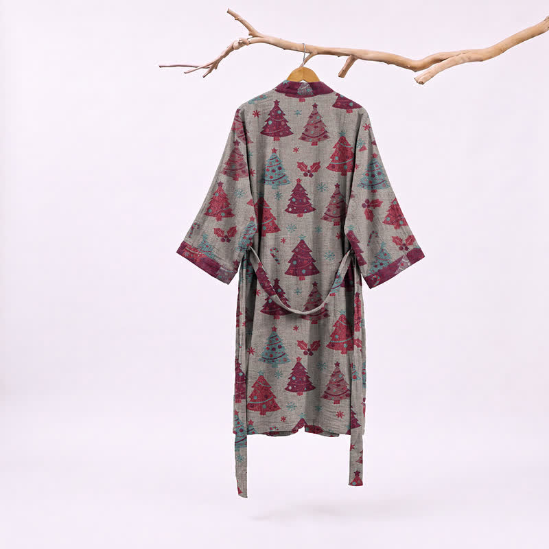 Christmas Tree Cotton Gauze Kimono Robe - image 19