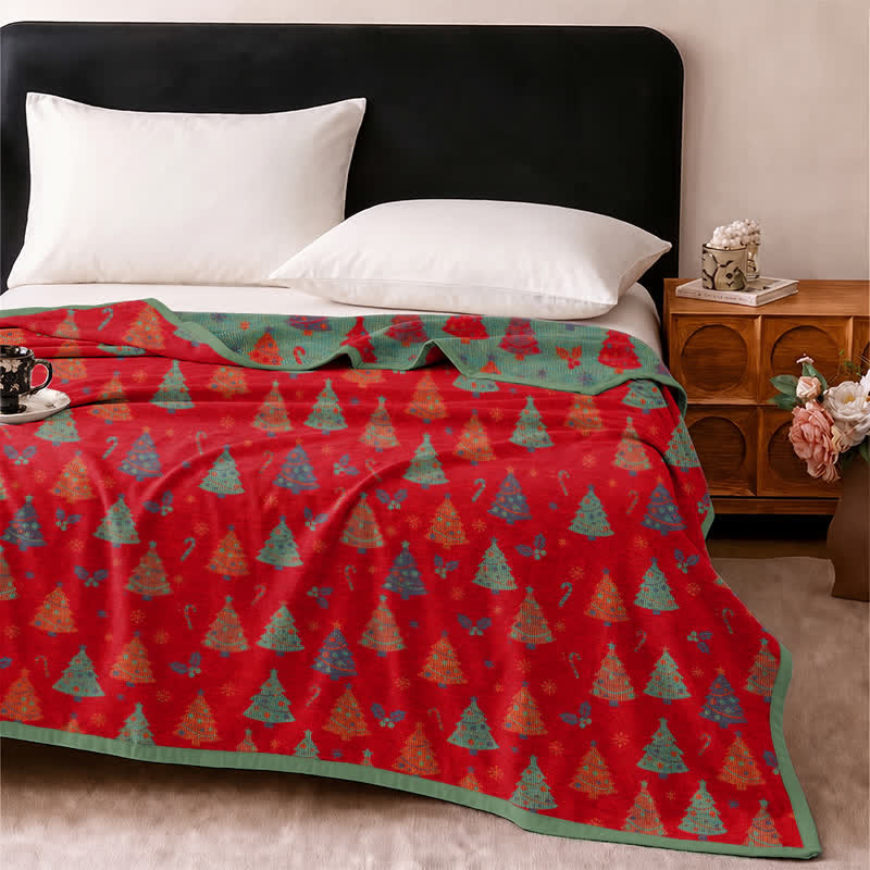 Festive Christmas Tree Cotton Gauze Blanket - image 3