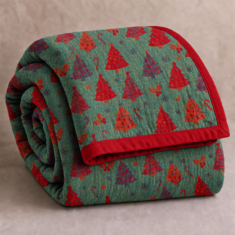Festive Christmas Tree Cotton Gauze Blanket - image 7