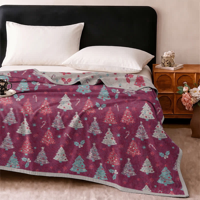 Festive Christmas Tree Cotton Gauze Blanket - image 15