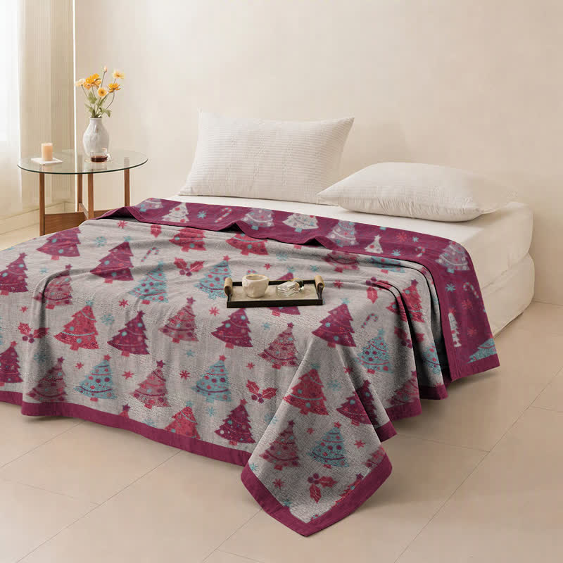 Festive Christmas Tree Cotton Gauze Blanket - image 22
