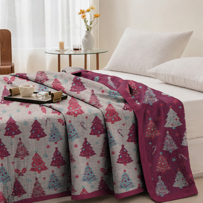 Festive Christmas Tree Cotton Gauze Blanket - image 20