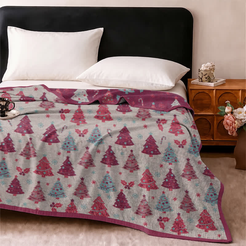 Festive Christmas Tree Cotton Gauze Blanket - image 21