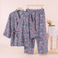 Retro Ginkgo Leaf Cotton Kimono Pajama Set - image 8