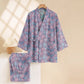 Retro Ginkgo Leaf Cotton Kimono Pajama Set - image 10