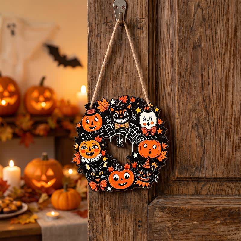 Halloween Wooden Wreath Sign with Jute Rope - image 1