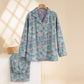 Ginkgo Leaf Cotton Notched‑Collar Loungewear Set - image 1