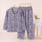 Ginkgo Leaf Cotton Notched‑Collar Loungewear Set - Purple - XL - image 5
