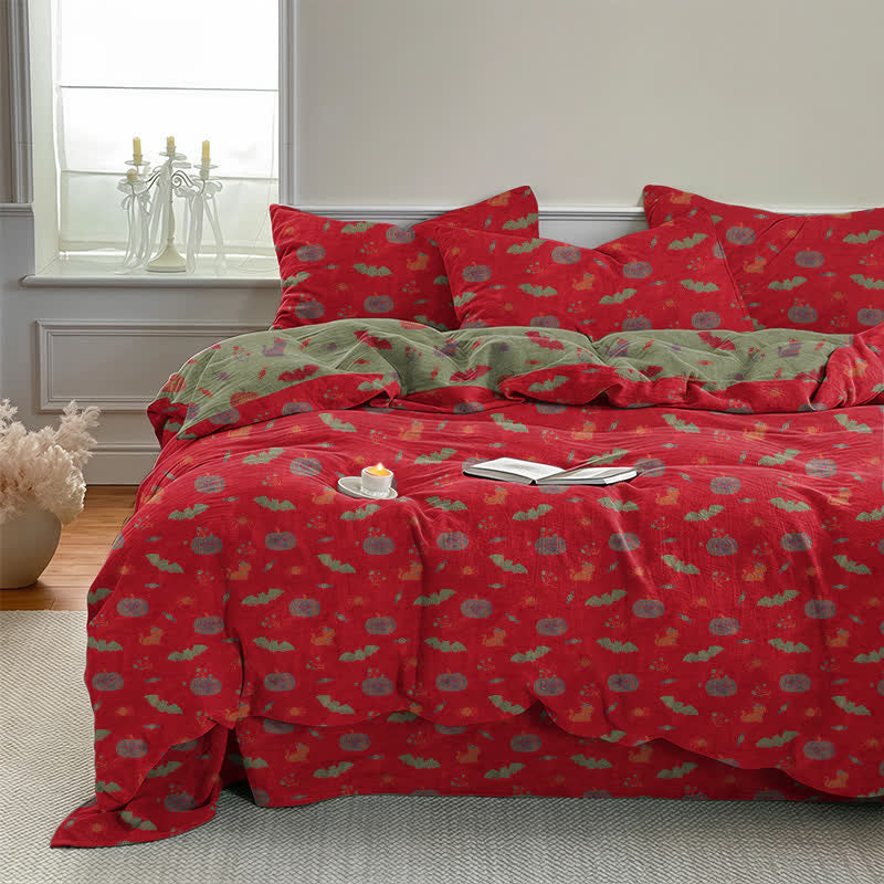 Halloween Pumpkin Bat Cotton Bedding Set - image 1