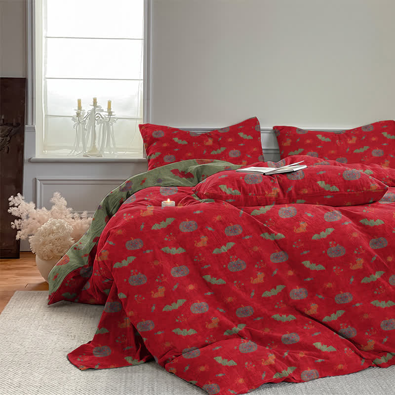 Halloween Pumpkin Bat Cotton Bedding Set - image 2