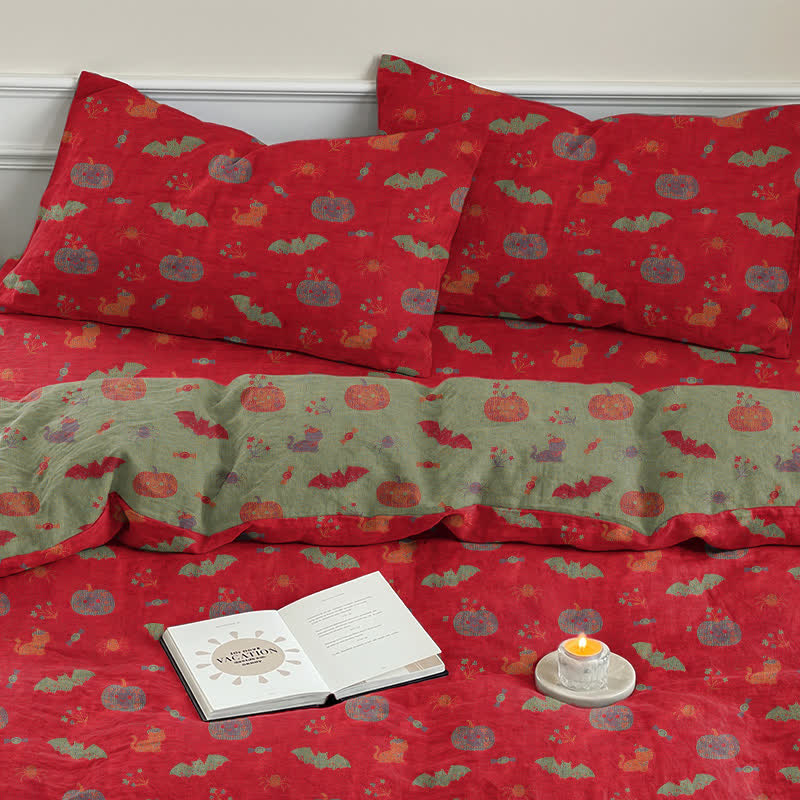 Halloween Pumpkin Bat Cotton Bedding Set - image 6