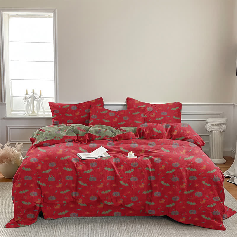 Halloween Pumpkin Bat Cotton Bedding Set - image 3