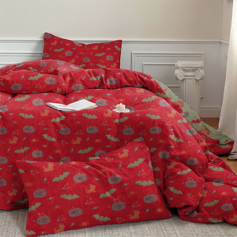 Halloween Pumpkin Bat Cotton Bedding Set - image 4