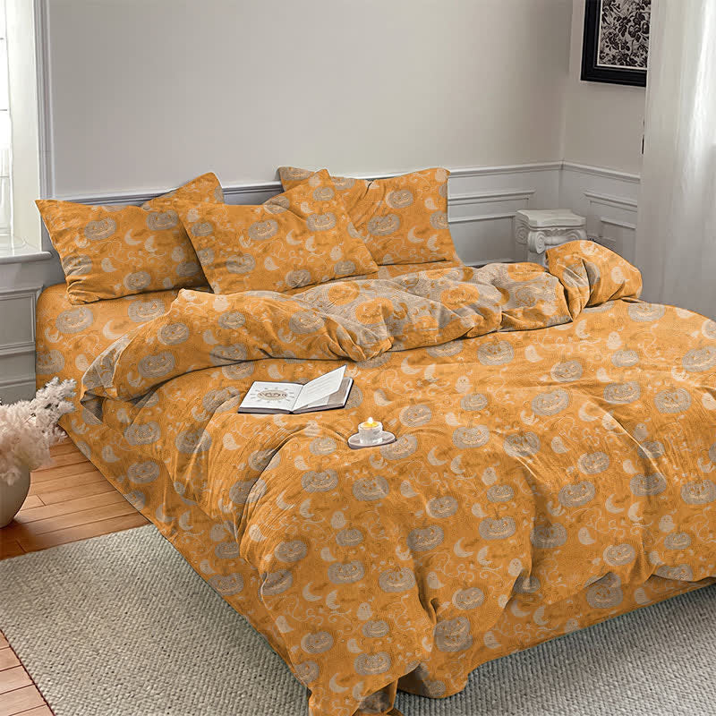 Halloween Pumpkin Moon Cotton Bedding Set - image 1