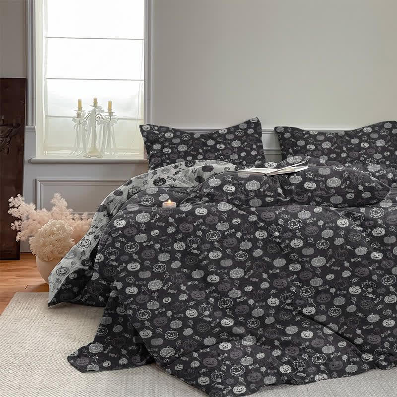 Halloween Monochrome Pumpkin Cotton Bedding Set - image 5