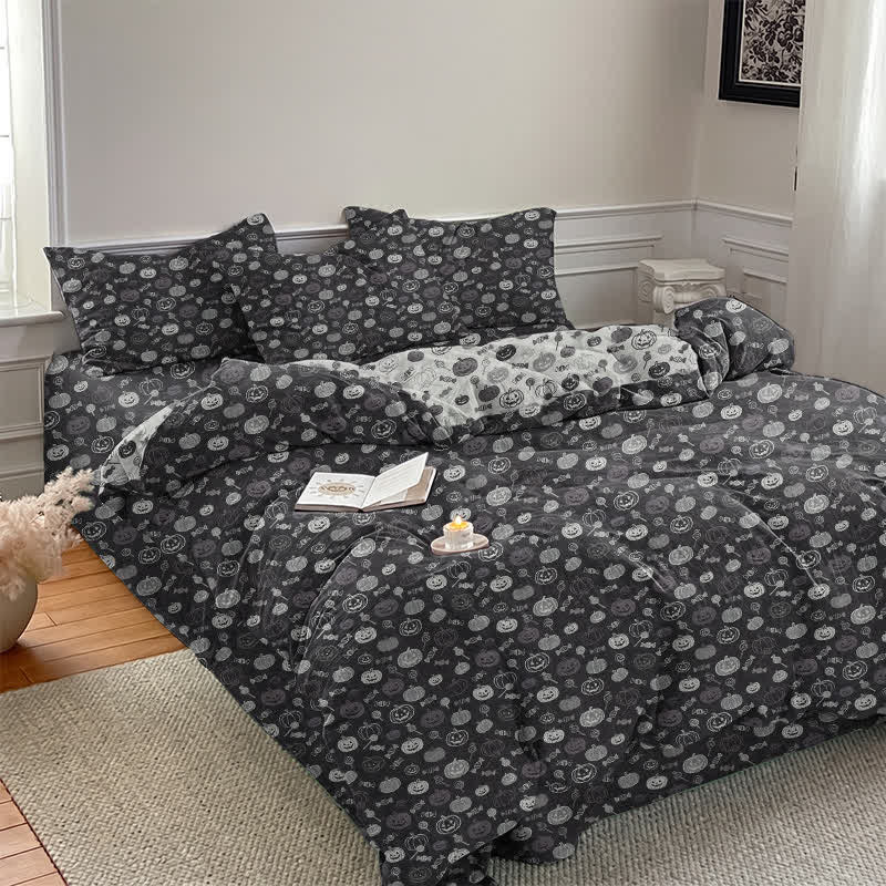 Halloween Monochrome Pumpkin Cotton Bedding Set - image 2