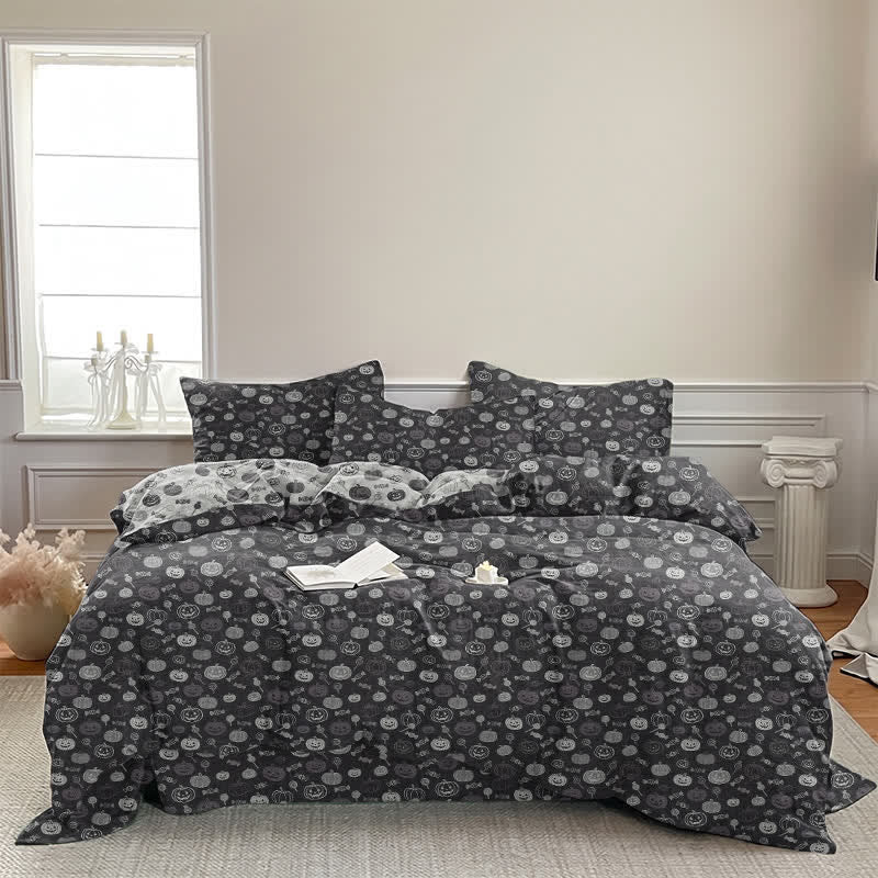 Halloween Monochrome Pumpkin Cotton Bedding Set - image 3