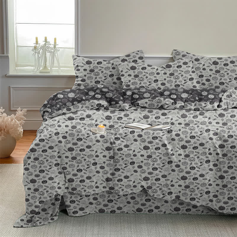 Halloween Monochrome Pumpkin Cotton Bedding Set - image 9