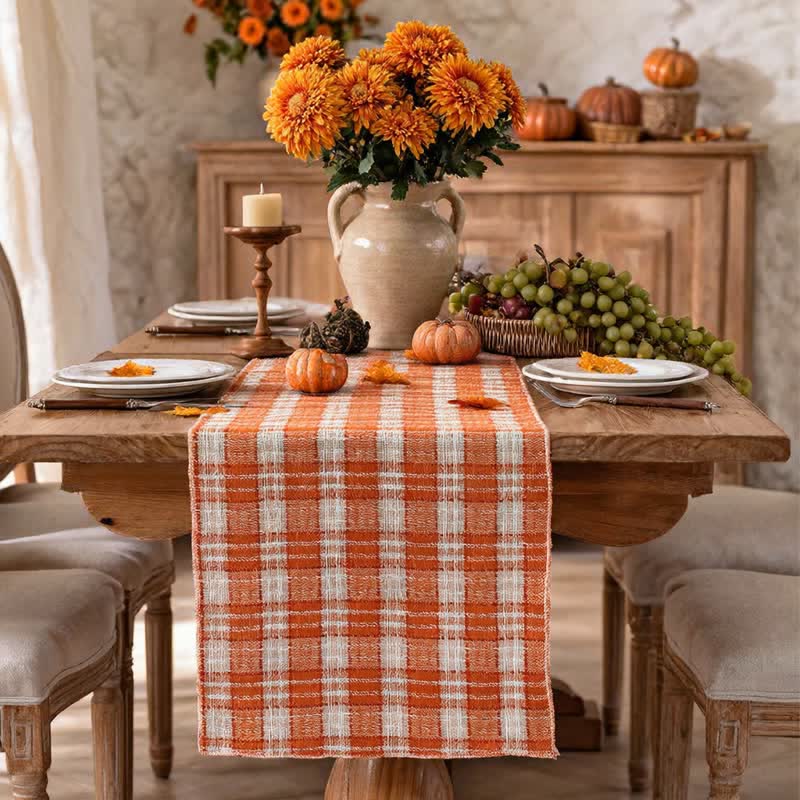 Orange Plaid Table Runner - image 1