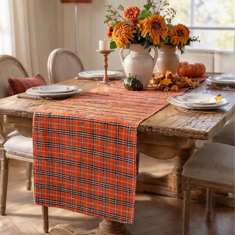 Orange Plaid Table Runner - image 4