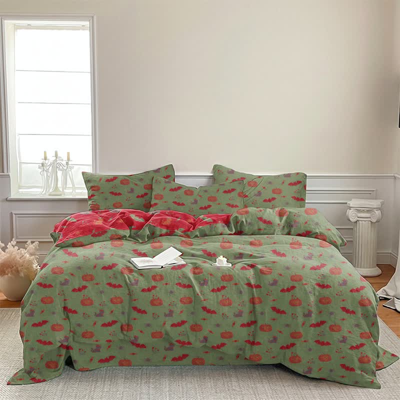 Halloween Pumpkin Bat Cotton Bedding Set - image 11