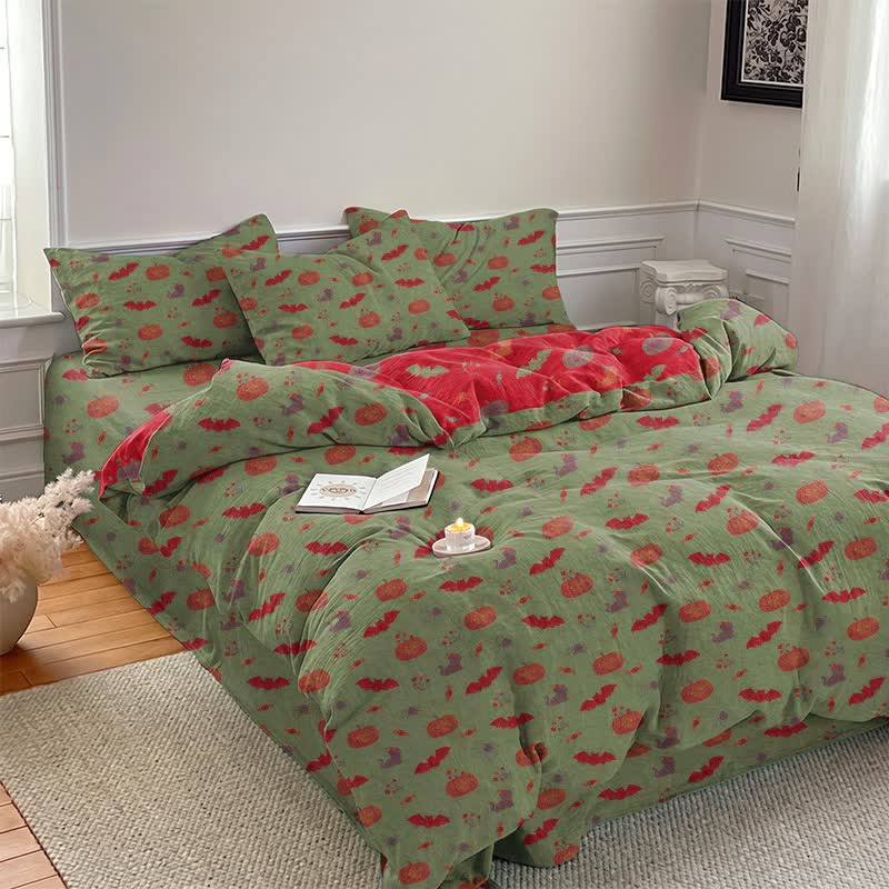 Halloween Pumpkin Bat Cotton Bedding Set - image 13