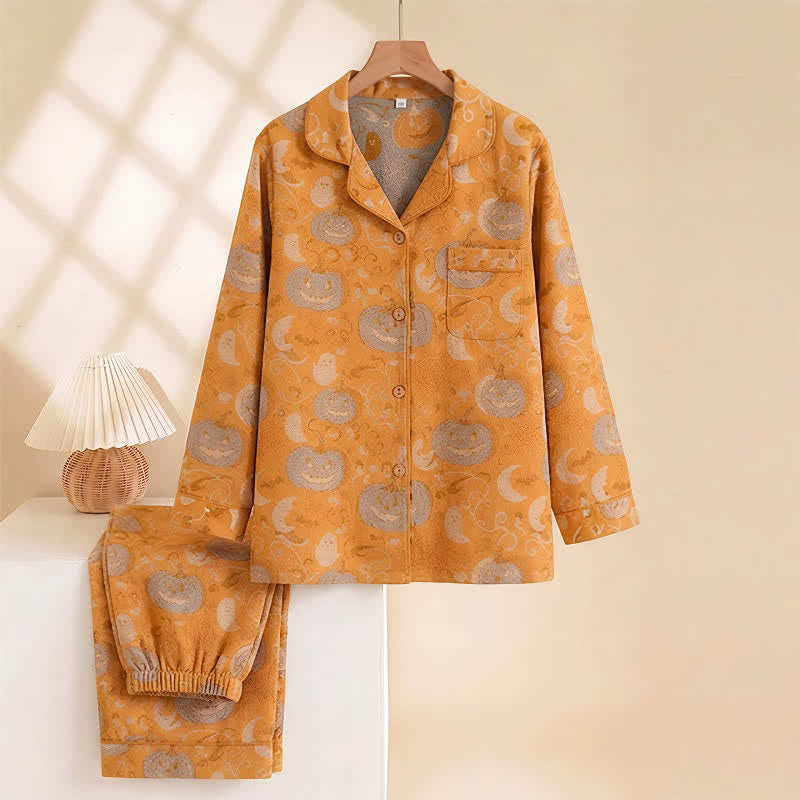 Orange Halloween Pumpkin Cotton Loungewear Set - image 1