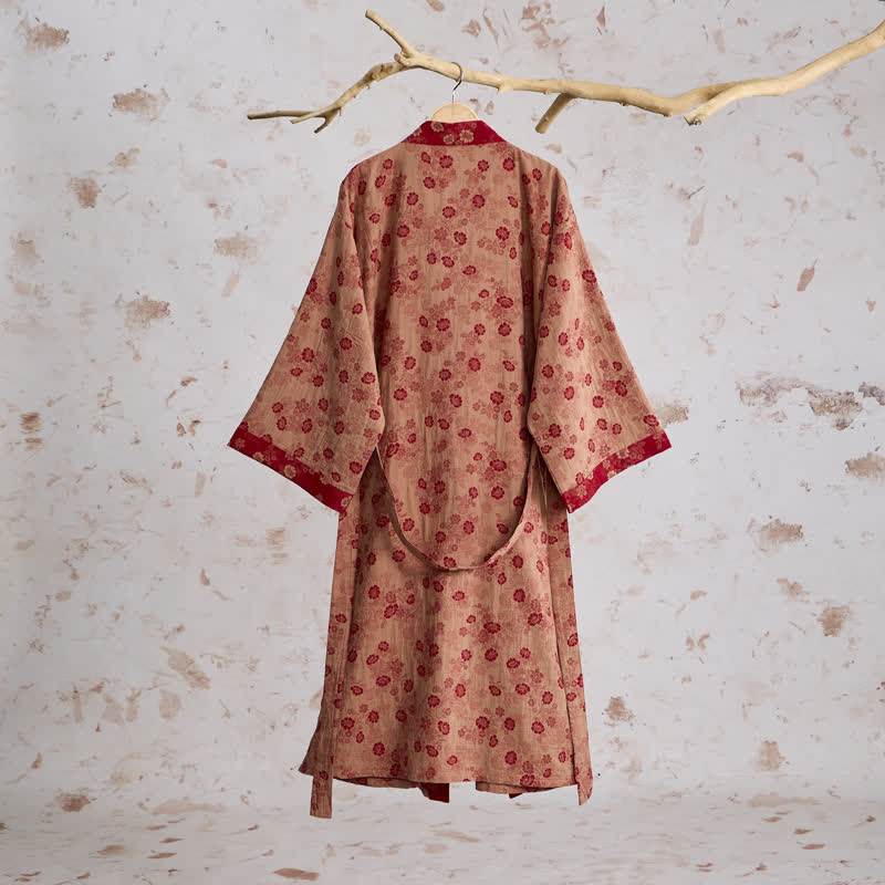 Retro Flower Cotton Gauze Kimono Robe - image 9