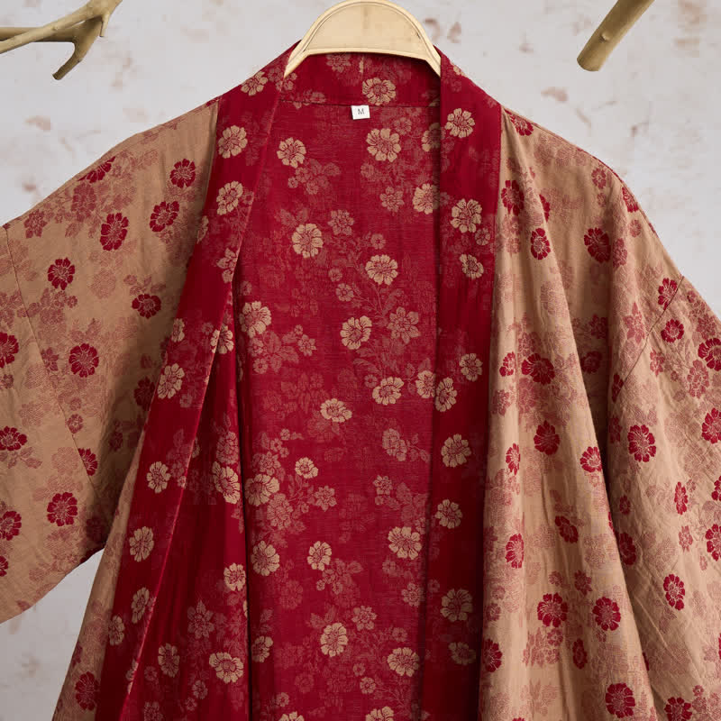 Retro Flower Cotton Gauze Kimono Robe - image 10