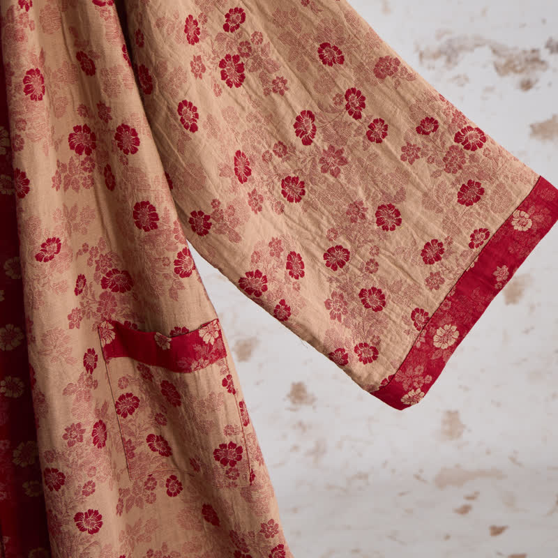 Retro Flower Cotton Gauze Kimono Robe - image 12