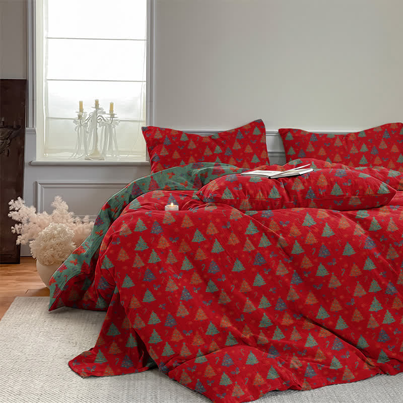 Festive Christmas Tree Cotton Bedding Set - image 3