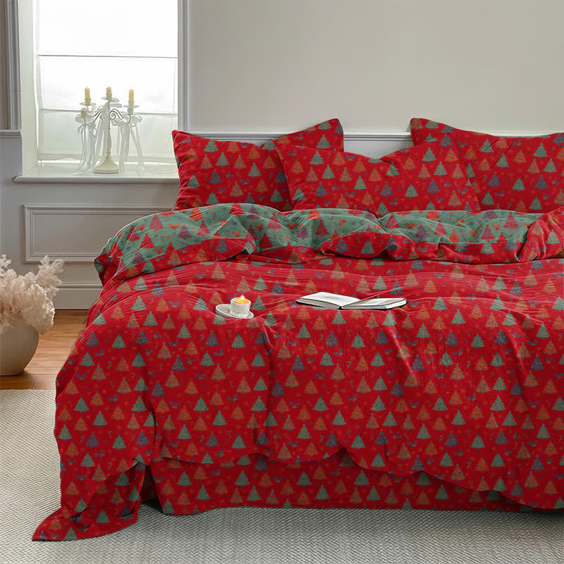 Festive Christmas Tree Cotton Bedding Set - image 2