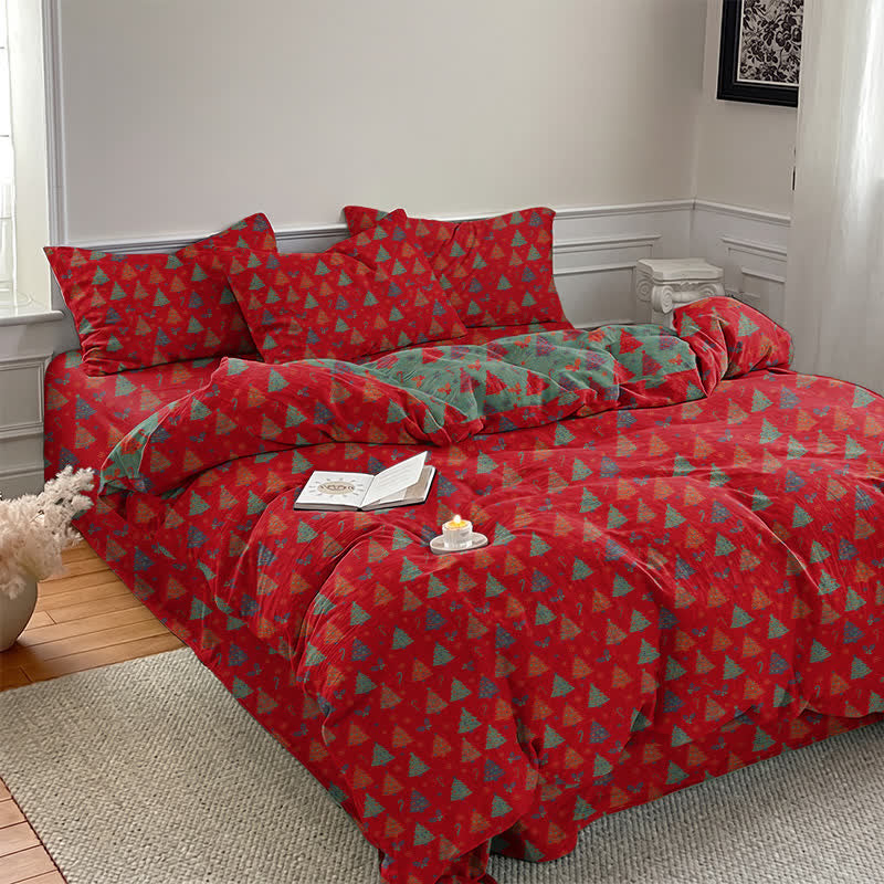 Festive Christmas Tree Cotton Bedding Set - image 1