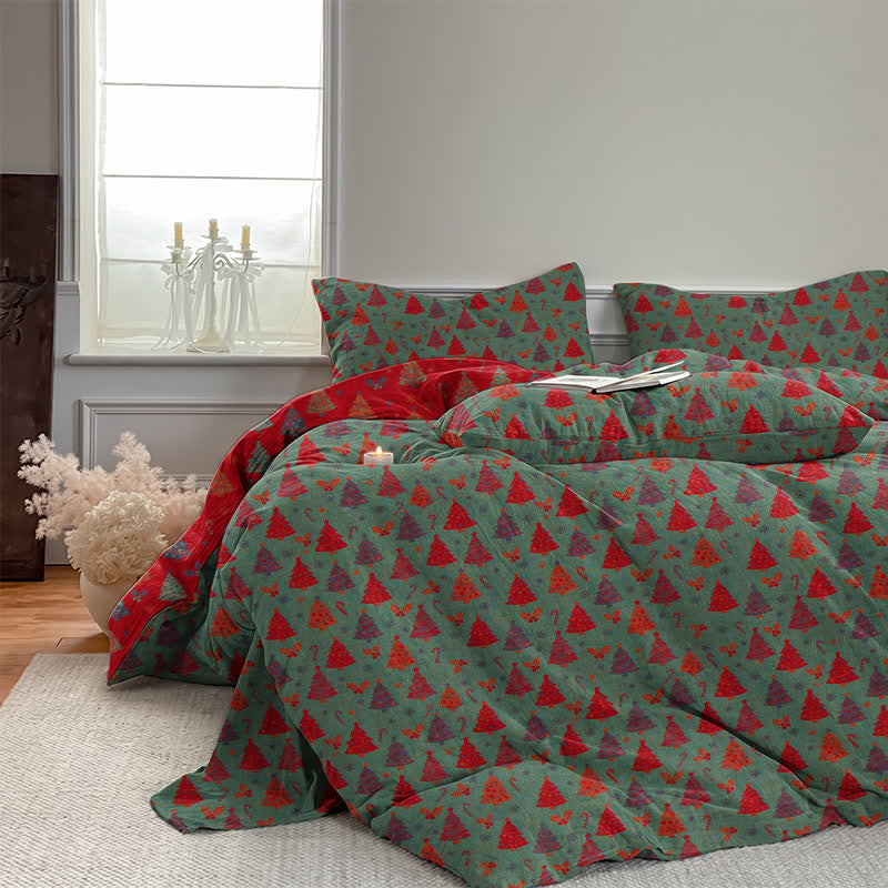Festive Christmas Tree Cotton Bedding Set - image 11