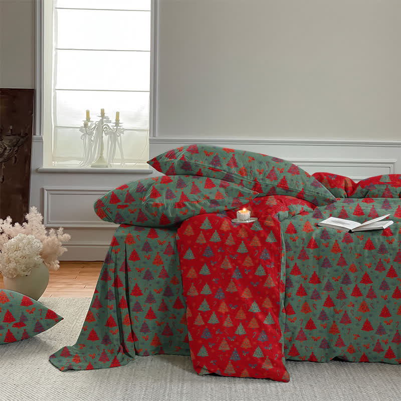 Festive Christmas Tree Cotton Bedding Set - image 14