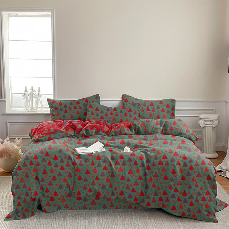 Festive Christmas Tree Cotton Bedding Set - image 13