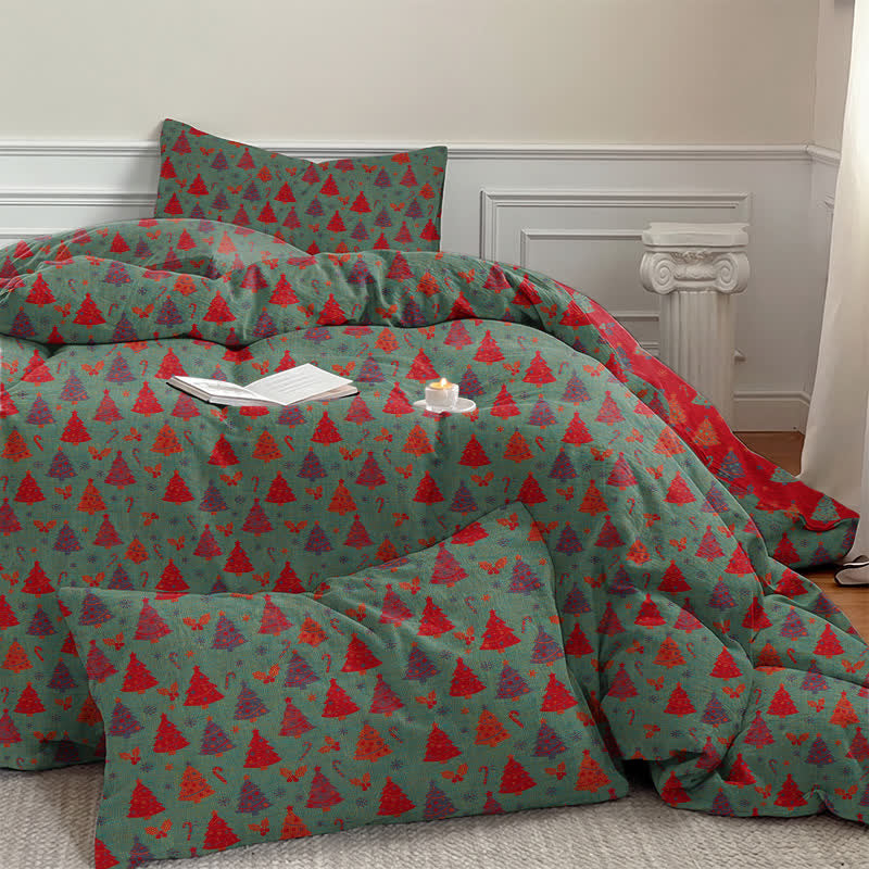 Festive Christmas Tree Cotton Bedding Set - image 12