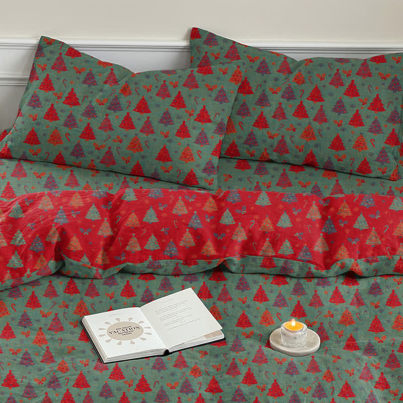Festive Christmas Tree Cotton Bedding Set - image 15