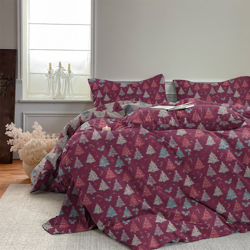 Festive Christmas Tree Cotton Bedding Set - image 19