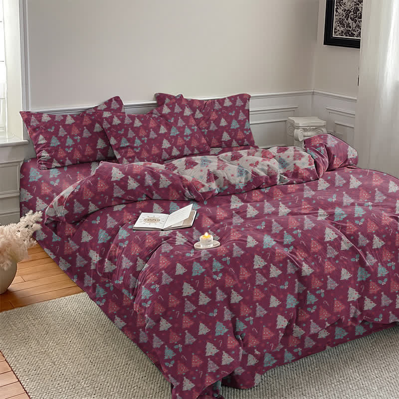 Festive Christmas Tree Cotton Bedding Set - image 17