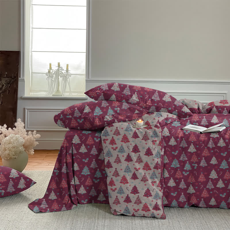 Festive Christmas Tree Cotton Bedding Set - image 22