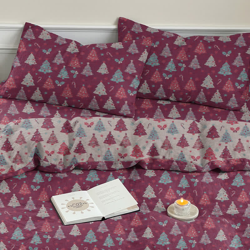 Festive Christmas Tree Cotton Bedding Set - image 23