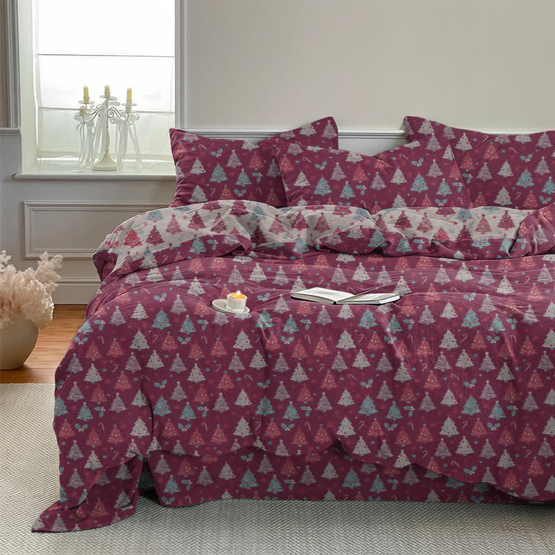 Festive Christmas Tree Cotton Bedding Set - image 18