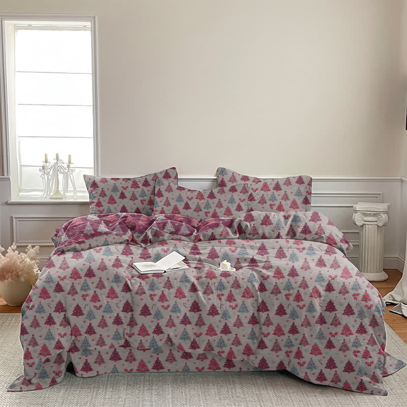 Festive Christmas Tree Cotton Bedding Set - image 29