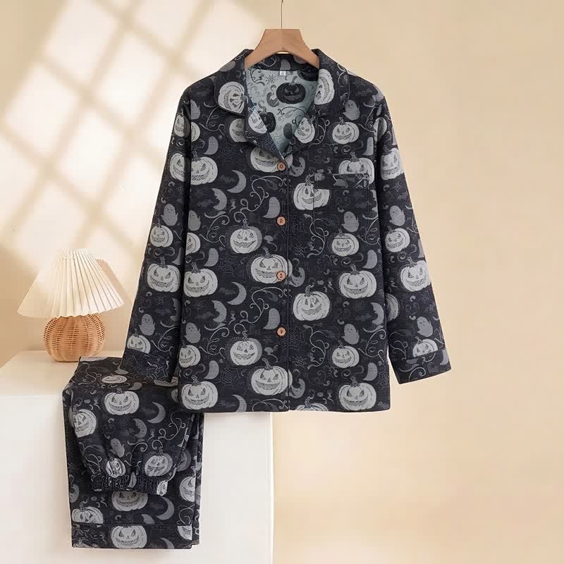 Spooky Night Pumpkin Ghost Cotton Sleepwear Set - image 1