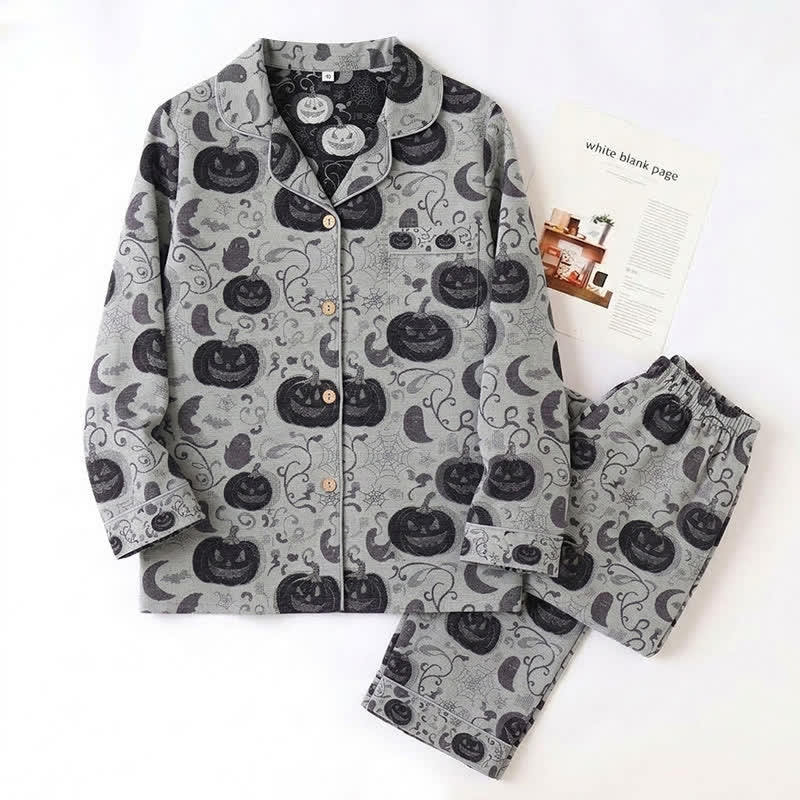 Spooky Night Pumpkin Ghost Cotton Sleepwear Set - image 7