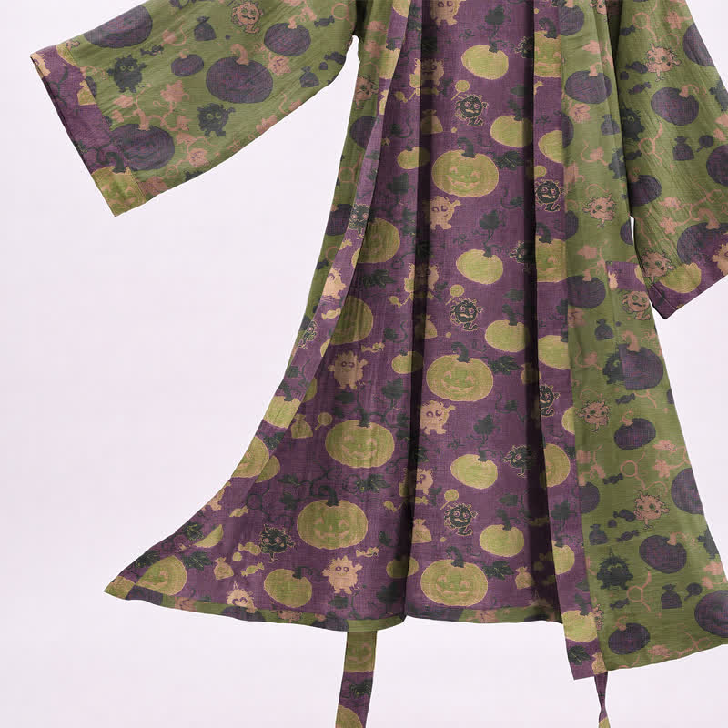 Halloween Pumpkin Monster Cotton Kimono Robe - image 8