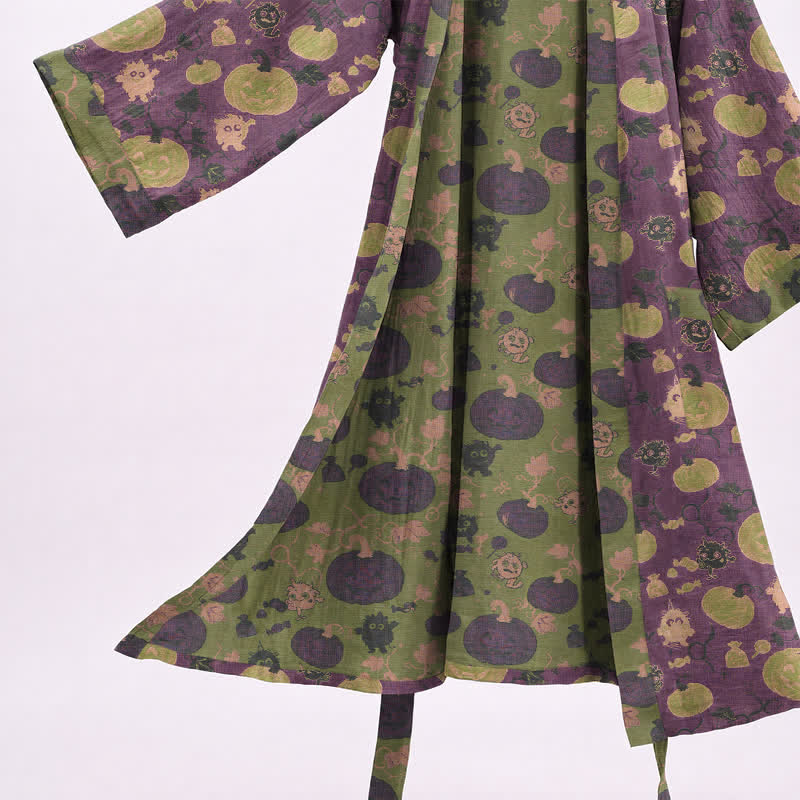 Halloween Pumpkin Monster Cotton Kimono Robe - image 3
